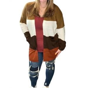NEW ANDREE BY UNIT colorblock cardigan in mocha/rust